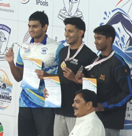 Men's 400m individual medley podium, Day 2