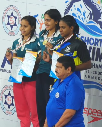 Women's 200m butterfly podium, Day 3