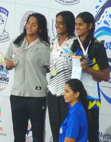 Women's 100m individual medley podium, Day 3